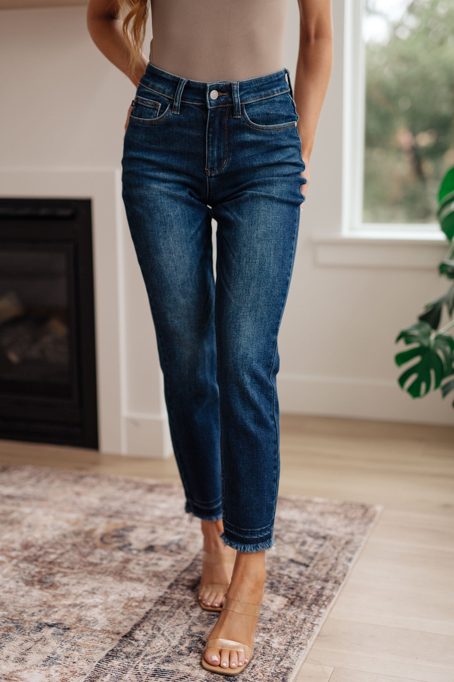 Phillipa High Rise Release Hem Slim Jeans