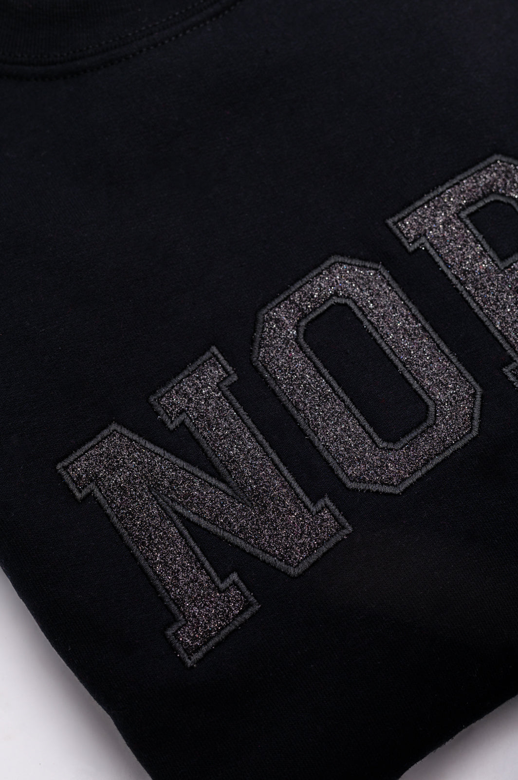 PREORDER: Embroidered Nope Glitter Sweatshirt in Four Colors